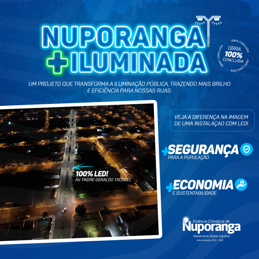 Modernização da iluminação pública de Nuporanga é concluída.